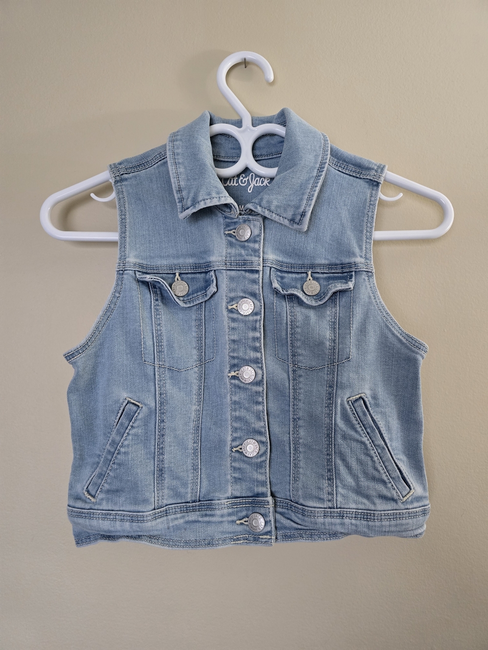 ​Cat & Jack Girls Light Wash Denim Jean Vest Size M (7/8)